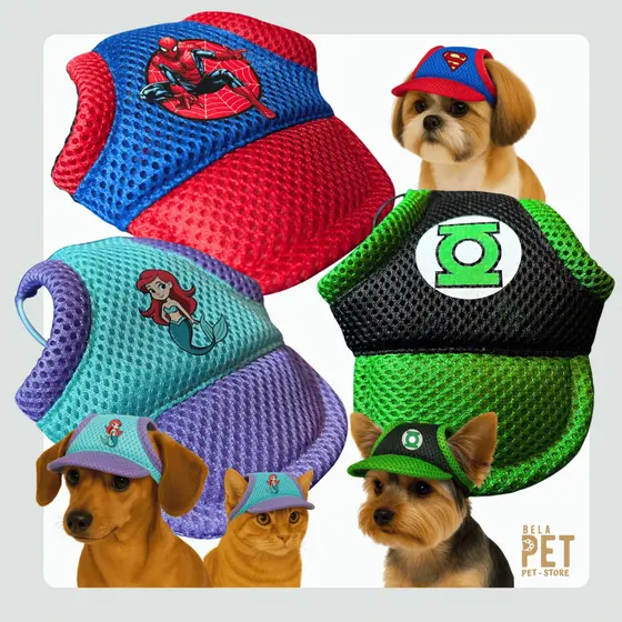 Boné Para Cachorro e Gato - Boné Pet - Personagens - Várias cores e modelos