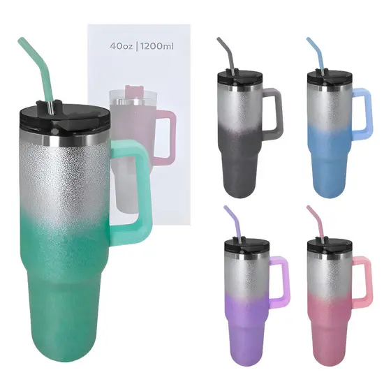 Garrafa Térmica Glitter Degradê 1200 Ml Aço Inox Com Alça, T