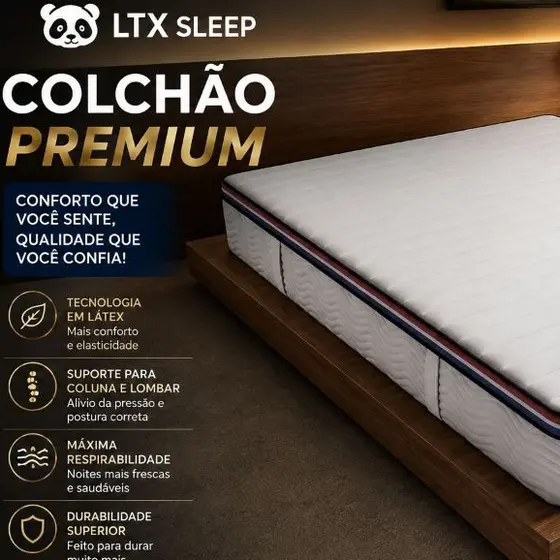 Pillow Top para Colchão Queen 200x150x5cm Tripla Camada Premium Poliéster Látex e Espuma