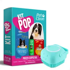 KIT Shampoo, Perfume, Condicionador e Esponja lava Pelos Pet Clean Cães e Gatos
