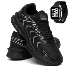 Tênis Masculino Esportivo Confortável Leve + Relogio Smart