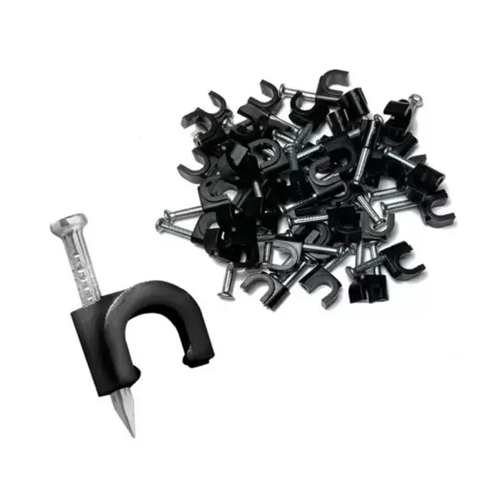 100pcs Grampo Fixa Fio Cabo Coaxial Miguelao 6mm Preto