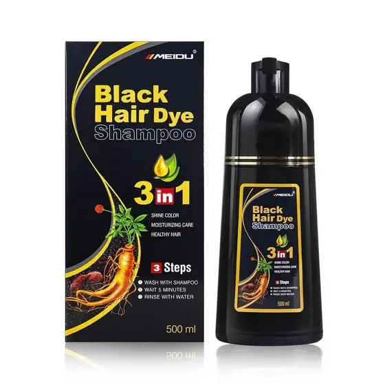 Mido Shampoo e Creme de Coloração Capilar Preto Fosco à Base de Plantas