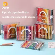Kit Marcadores Acrílicos Diretos|Estojo Portátil|24 a 72 Cores|Pintura Criativa
