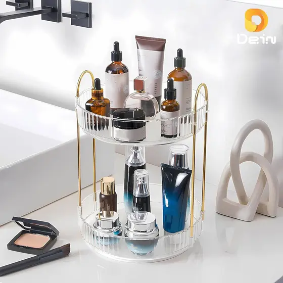 Organizador de Maquiagem Giratório – Suporte Multiuso 2/3 Andares p/ Cosméticos e Perfumes