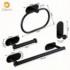 Kit Acessórios Banheiro 4 Peças Aço Inox Sem Furação Porta Toalha Papel Higiênico Resistente