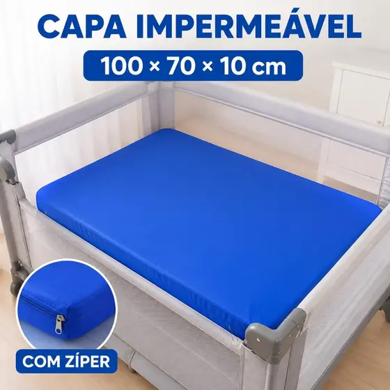 Capa Impermeável Colchão Berço Chiqueirinho 100x70x10