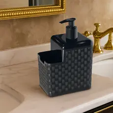 Porta Detergente Sabão 2 em 1 Com Suporte Para Bucha Esponja Rattan Arqplast