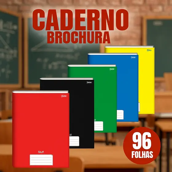Caderno Brochura Capa Dura 96 folhas Grande Jandaia