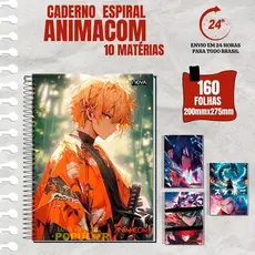 Caderno Universitário Anime 160 Folhas 10 Matérias - Menino Escolar Animativa