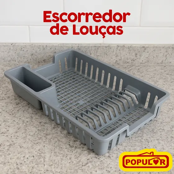 Escorredor de Louças Preto Arqplast Cinza