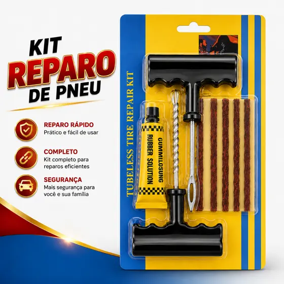 Kit de Reparo a Frio para Pneu sem Câmera 6 peças Macarrão Borracheiro