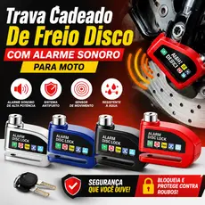 Trava Cadeado De Freio Disco Com Alarme Sonoro Para Moto Antifurto Sensor
