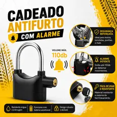 Cadeado com Alarme Sonoro Grande Anti Furto Para Bicicleta Moto Prova De Água Trava