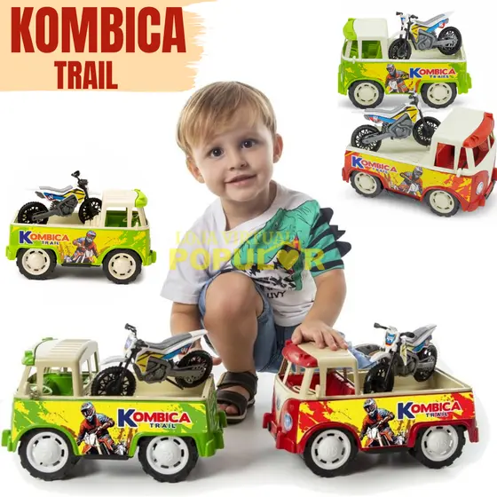 Carrinho Volkswagen Kombi Trail Brinquedo + Moto