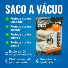 Saco a Vácuo M 60x80 Compacto Para Malas de Viagem - Organizar Guarda Roupa Organização