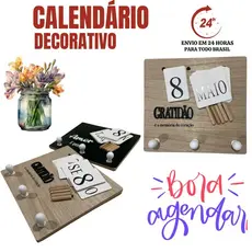 Calendário de Mesa Decorativo com Plaquinhas Preto/Branco Permanente Escritório