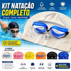 Kit Touca e Óculos de Natação Infantil Piscina para Meninas e Meninos
