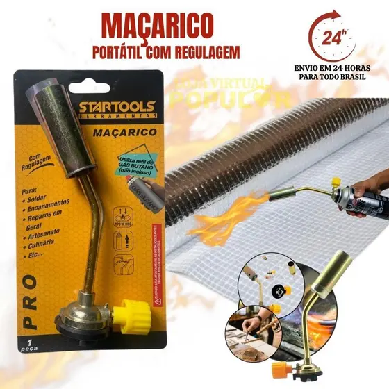 Bico Maçarico Portátil Regulável Para Cartucho De Gás Butano