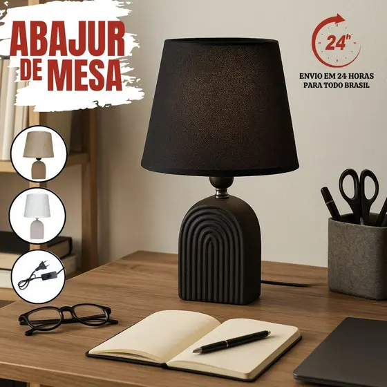 Luminária/Abajur Bivolt Decorativo para mesa e criado mudo - Modelo Exclusivo