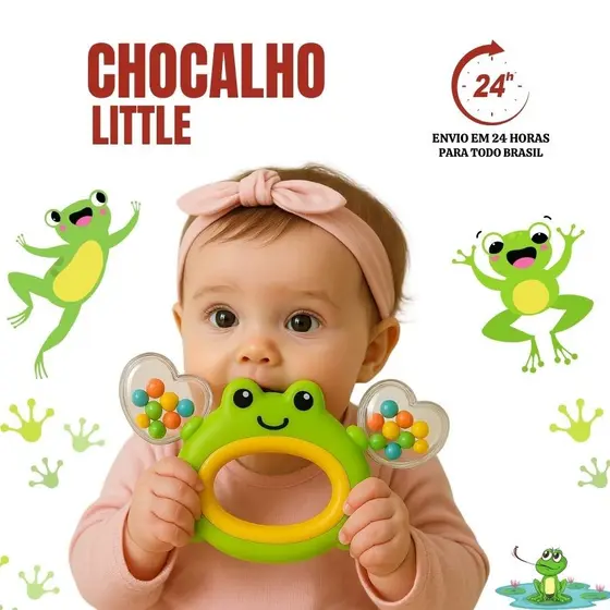 Chocalho para bebê Brinquedo Sensorial Musical Infantil Caranguejo