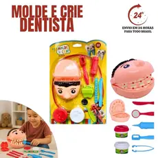 Massinha de Modelar Kit Infantil com Moldes Tipo Dentista Molde e Crie 10 Peças