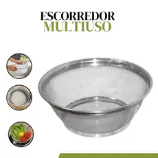 Escorredor De Alimentos Massa Legumes Macarrão Arroz Salada Em Aço Inox 21.8cm x 8.8cm