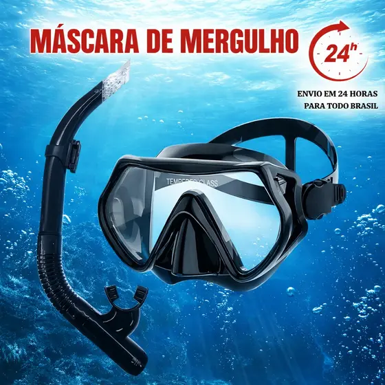 Máscara Mergulho Óculos Proteção Natação Praia Piscina Adulto Juvenil Ajustável Snorkel Respirador