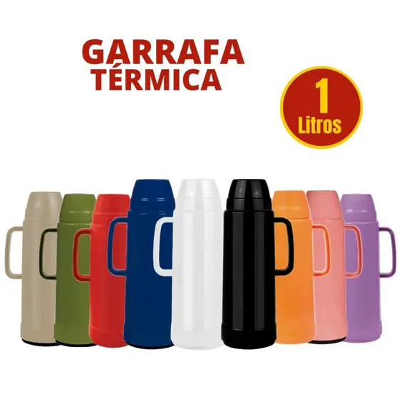 Garrafa Térmica Água Mor Use 1L com Tampa De Rosca Cores Conserva até 12 Frio e 6horas quente