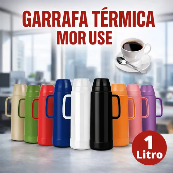 Garrafa Térmica Água MOR Use 1L Conserva até 12 Frio e 6horas quente