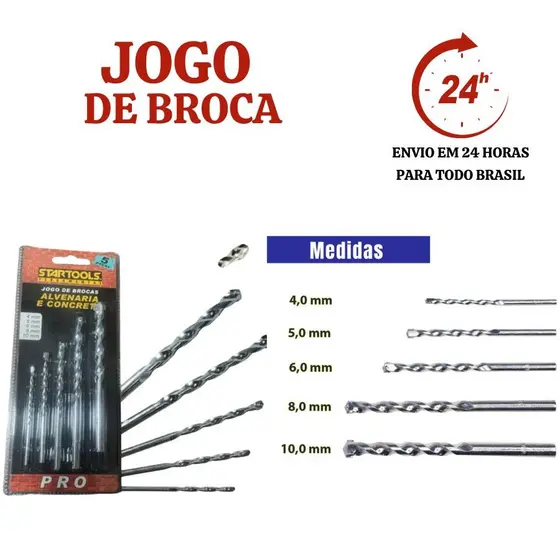 Jogo de Brocas Concreto Alvenaria StarTools