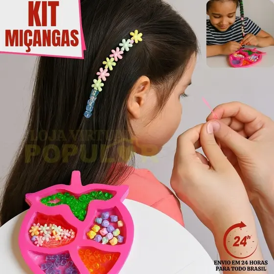 Miçangas Pulseira Infantil Colorida Bijuteria Colar Maleta Kit Miçangas