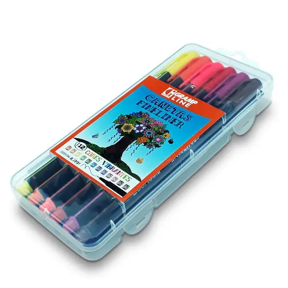 KIT DE CANETAS FINELINER 12 CORES PONTA 0.7MM