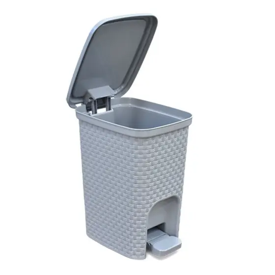 Lixeira Cozinha Banheiro Rattan 7 litros Cinza Arqplast