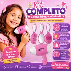 KIT BRINQUEDO INFANTIL BELEZA COM ACESSÓRIOS, CHAPINHA E SECADOR