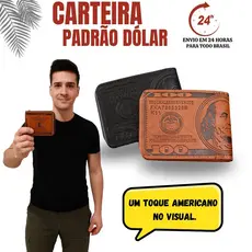 Carteiras Masculina Com 100 Padrão De Dólar Americano Hasp Carteira De Couro Masculina Com Zipper