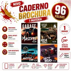Caderno Brochura Grande 96 Folhas temas Masculinos Grande com pauta sem adesivos