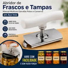 Abridor Pote Vidro Tampa Metal Conserva Manual Universal Ajustável Abre Rápido Fácil