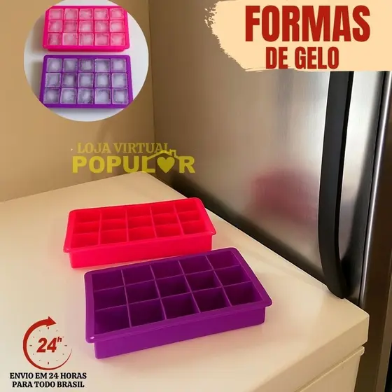 Forma de Gelo de Silicone 15 Divisórias Retangular Silicone Cubos Livre BPA Cubos Cores Sortidas