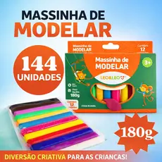 Kit 12 Caixas Massinha De Modelar Leo&Leo 144UN 180g Infantil Escolar 12 Cores Não tóxica