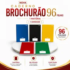Caderno Brochura 96 Folhas Capa Dura Grande  96 Folhas 1 Matéria 200mm x 275mm