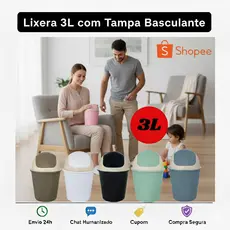 Lixeira Oscilante 3 Litros Multiuso Tampa Basculante Banheiro Cozinha Usual