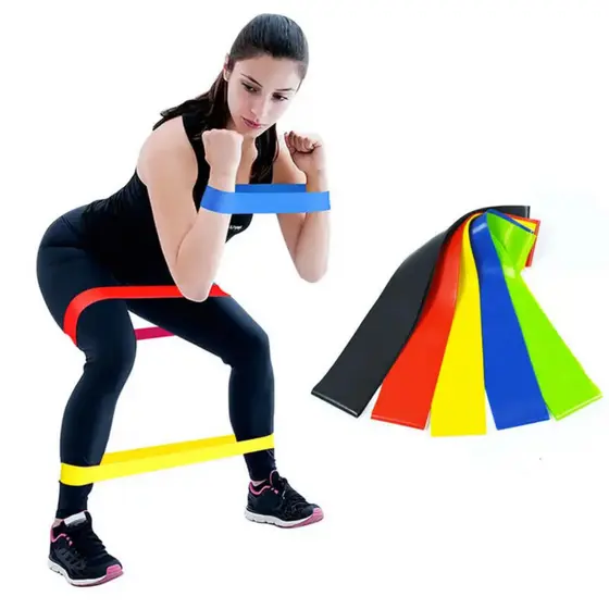 Kit 5 Faixa Elástica Mini Band Exercicio Academia Treino Em Casa Yoga Fitness