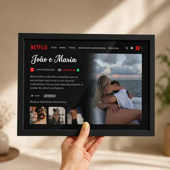 Quadro Filme e Foto Personalizado Namorix Casal Dia dos Namorados com Suas Fotos Presente Moldura e Vidro