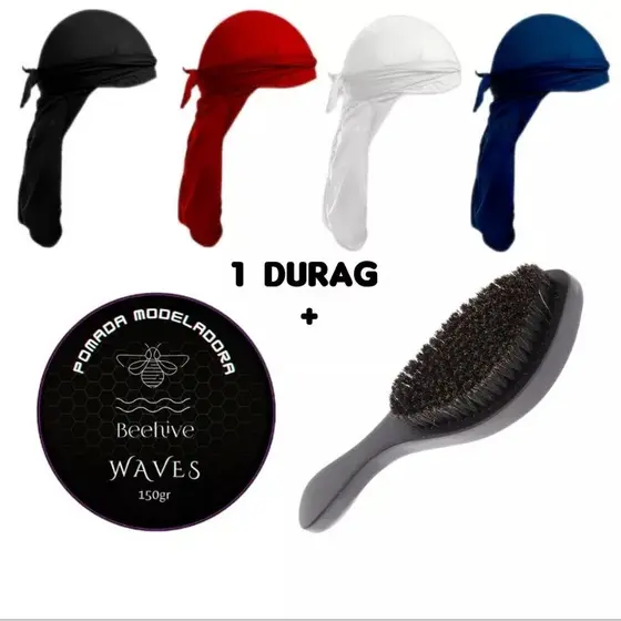 kit Bandana Dureg preta Touca 360 Waves Dureg Rapper