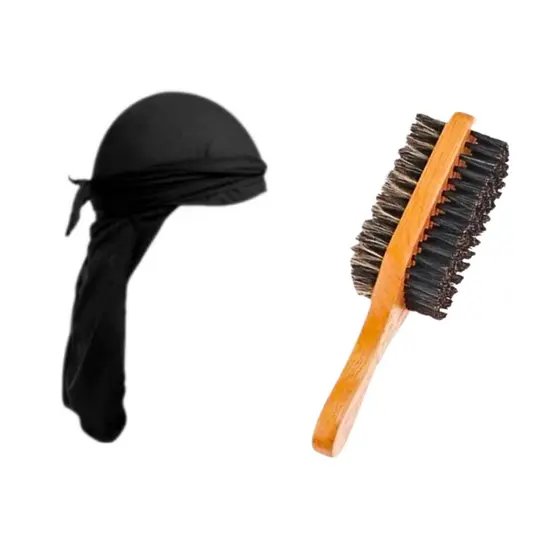 Kit Durag + Escova Javali Waves 360 Dureg Rap Touca Compressora