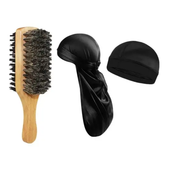 Kit Com Durag, Wave Cap E Escova Dupla Waves Dureg