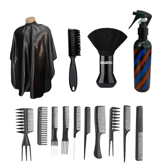 Kit Completo para Profissionais da Beleza, capa de corte, espanador macio, kit com 10 pentes
