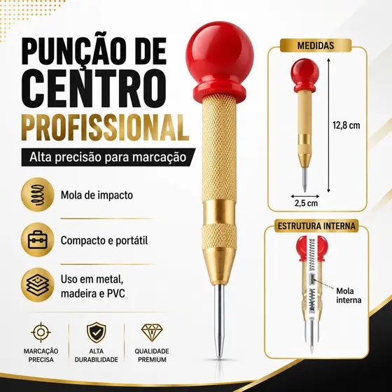 Punção Automático D Impacto Furo Metal Marcador Centro Punch