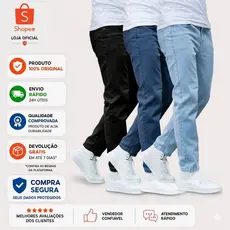 Kit 3 Calças Jeans Masculina Skinny Original Elastano-2026 Promoção